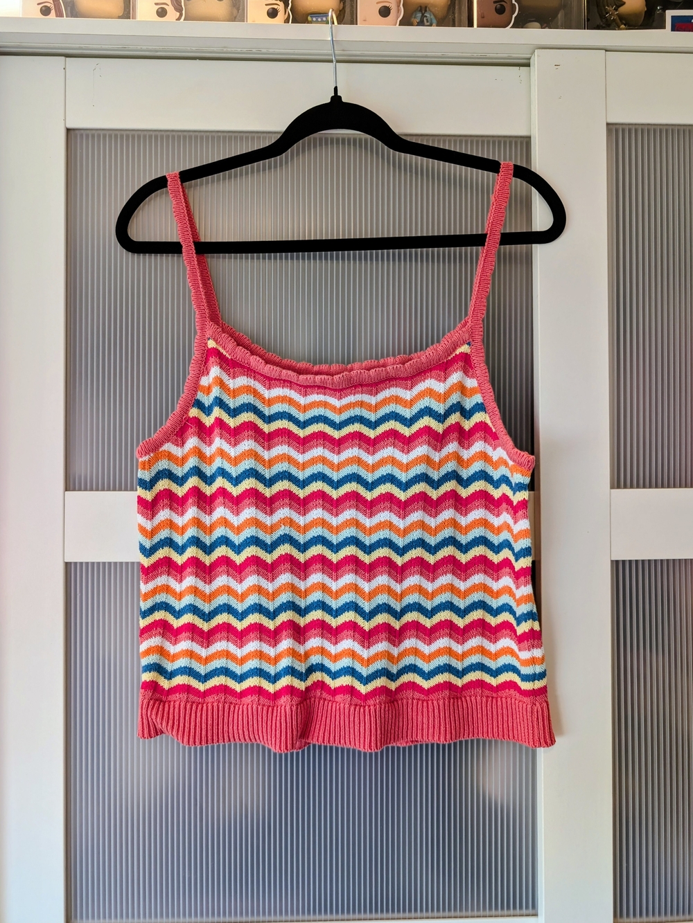 Joe Fresh Pink Multicolor Chevron Knit Camisole